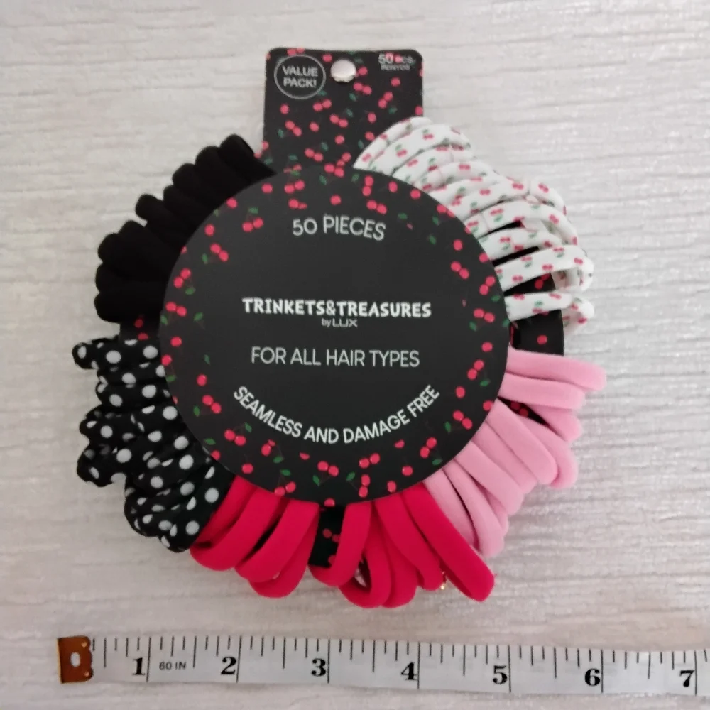 LUX 50 Pk Wreath Of Non Damaging Hair Ties 5 Colors